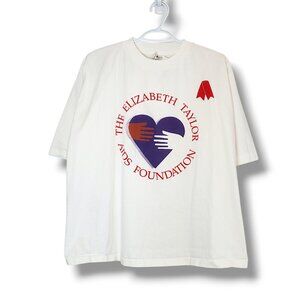 Vintage 90s Elizabeth Taylor Aids Foundation Graphic Boxy Shirt White Size XL